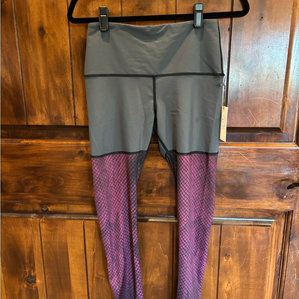 🐍 Grey and Pink Snakeskin Yoga Democracy Leggings